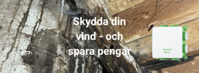 En annons för Ducobox ventilation systemen som visas svart mögel på en vind